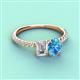 4 - Galina IGI Certified 7x5 mm Emerald Cut Lab Grown Diamond and 8x6 mm Oval Blue Topaz 2 Stone Duo Ring 