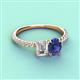 4 - Galina IGI Certified 7x5 mm Emerald Cut Lab Grown Diamond and 8x6 mm Oval Iolite 2 Stone Duo Ring 