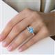 3 - Galina IGI Certified 7x5 mm Emerald Cut Lab Grown Diamond and 8x6 mm Oval Blue Topaz 2 Stone Duo Ring 