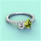 4 - Galina IGI Certified 7x5 mm Emerald Cut Lab Grown Diamond and 8x6 mm Oval Peridot 2 Stone Duo Ring 