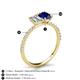 6 - Galina 7x5 mm Emerald Cut Forever Brilliant Moissanite and 8x6 mm Oval Blue Sapphire 2 Stone Duo Ring 