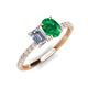 5 - Galina 7x5 mm Emerald Cut Forever Brilliant Moissanite and 8x6 mm Oval Emerald 2 Stone Duo Ring 