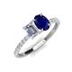 5 - Galina 7x5 mm Emerald Cut Forever One Moissanite and 8x6 mm Oval Blue Sapphire 2 Stone Duo Ring 