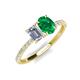 5 - Galina 7x5 mm Emerald Cut Forever One Moissanite and 8x6 mm Oval Emerald 2 Stone Duo Ring 