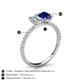 6 - Galina 7x5 mm Emerald Cut Forever One Moissanite and 8x6 mm Oval Blue Sapphire 2 Stone Duo Ring 