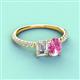 4 - Galina 7x5 mm Emerald Cut Forever One Moissanite and 8x6 mm Oval Pink Sapphire 2 Stone Duo Ring 