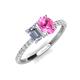 5 - Galina 7x5 mm Emerald Cut Forever One Moissanite and 8x6 mm Oval Pink Sapphire 2 Stone Duo Ring 
