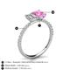 6 - Galina 7x5 mm Emerald Cut Forever One Moissanite and 8x6 mm Oval Pink Sapphire 2 Stone Duo Ring 