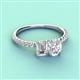 4 - Galina 7x5 mm Emerald Cut Forever Brilliant Moissanite and 8x6 mm Oval White Sapphire 2 Stone Duo Ring 