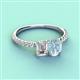 4 - Galina 7x5 mm Emerald Cut Forever One Moissanite and 8x6 mm Oval Aquamarine 2 Stone Duo Ring 