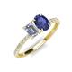 5 - Galina 7x5 mm Emerald Cut Forever One Moissanite and 8x6 mm Oval Iolite 2 Stone Duo Ring 