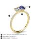 6 - Galina 7x5 mm Emerald Cut Forever One Moissanite and 8x6 mm Oval Iolite 2 Stone Duo Ring 