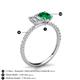 6 - Galina 7x5 mm Emerald Cut Forever Brilliant Moissanite and 8x6 mm Oval Emerald 2 Stone Duo Ring 