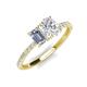 5 - Galina 7x5 mm Emerald Cut Forever Brilliant Moissanite and 8x6 mm Oval White Sapphire 2 Stone Duo Ring 