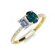 5 - Galina 7x5 mm Emerald Cut Forever Brilliant Moissanite and 8x6 mm Oval London Blue Topaz 2 Stone Duo Ring 