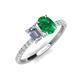 5 - Galina IGI Certified 7x5 mm Emerald Cut Lab Grown Diamond and 8x6 mm Oval Emerald 2 Stone Duo Ring 