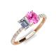 5 - Galina IGI Certified 7x5 mm Emerald Cut Lab Grown Diamond and 8x6 mm Oval Pink Sapphire 2 Stone Duo Ring 