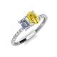 5 - Galina IGI Certified 7x5 mm Emerald Cut Lab Grown Diamond and 8x6 mm Oval Yellow Sapphire 2 Stone Duo Ring 