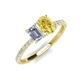 5 - Galina IGI Certified 7x5 mm Emerald Cut Lab Grown Diamond and 8x6 mm Oval Yellow Sapphire 2 Stone Duo Ring 