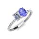 5 - Galina IGI Certified 7x5 mm Emerald Cut Lab Grown Diamond and 8x6 mm Oval Tanzanite 2 Stone Duo Ring 