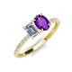 5 - Galina IGI Certified 7x5 mm Emerald Cut Lab Grown Diamond and 8x6 mm Oval Amethyst 2 Stone Duo Ring 