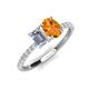 5 - Galina IGI Certified 7x5 mm Emerald Cut Lab Grown Diamond and 8x6 mm Oval Citrine 2 Stone Duo Ring 
