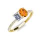 5 - Galina IGI Certified 7x5 mm Emerald Cut Lab Grown Diamond and 8x6 mm Oval Citrine 2 Stone Duo Ring 