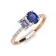 5 - Galina IGI Certified 7x5 mm Emerald Cut Lab Grown Diamond and 8x6 mm Oval Iolite 2 Stone Duo Ring 