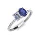 5 - Galina IGI Certified 7x5 mm Emerald Cut Lab Grown Diamond and 8x6 mm Oval Iolite 2 Stone Duo Ring 