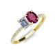 5 - Galina IGI Certified 7x5 mm Emerald Cut Lab Grown Diamond and 8x6 mm Oval Rhodolite Garnet 2 Stone Duo Ring 