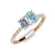 5 - Galina IGI Certified 7x5 mm Emerald Cut Lab Grown Diamond and 8x6 mm Oval Aquamarine 2 Stone Duo Ring 