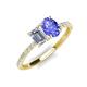 5 - Galina IGI Certified 7x5 mm Emerald Cut Lab Grown Diamond and 8x6 mm Oval Tanzanite 2 Stone Duo Ring 