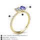 6 - Galina IGI Certified 7x5 mm Emerald Cut Lab Grown Diamond and 8x6 mm Oval Tanzanite 2 Stone Duo Ring 