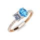5 - Galina IGI Certified 7x5 mm Emerald Cut Lab Grown Diamond and 8x6 mm Oval Blue Topaz 2 Stone Duo Ring 