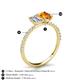 6 - Galina IGI Certified 7x5 mm Emerald Cut Lab Grown Diamond and 8x6 mm Oval Citrine 2 Stone Duo Ring 