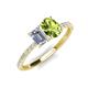 5 - Galina IGI Certified 7x5 mm Emerald Cut Lab Grown Diamond and 8x6 mm Oval Peridot 2 Stone Duo Ring 