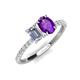 5 - Galina IGI Certified 7x5 mm Emerald Cut Lab Grown Diamond and 8x6 mm Oval Amethyst 2 Stone Duo Ring 
