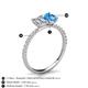 6 - Galina IGI Certified 7x5 mm Emerald Cut Lab Grown Diamond and 8x6 mm Oval Blue Topaz 2 Stone Duo Ring 