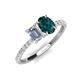 5 - Galina IGI Certified 7x5 mm Emerald Cut Lab Grown Diamond and 8x6 mm Oval London Blue Topaz 2 Stone Duo Ring 
