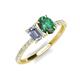 5 - Galina IGI Certified 7x5 mm Emerald Cut Lab Grown Diamond and 8x6 mm Oval Lab Created Alexandrite 2 Stone Duo Ring 