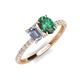 5 - Galina IGI Certified 7x5 mm Emerald Cut Lab Grown Diamond and 8x6 mm Oval Lab Created Alexandrite 2 Stone Duo Ring 