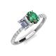 5 - Galina IGI Certified 7x5 mm Emerald Cut Lab Grown Diamond and 8x6 mm Oval Lab Created Alexandrite 2 Stone Duo Ring 