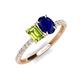 5 - Galina 7x5 mm Emerald Cut Peridot and 8x6 mm Oval Blue Sapphire 2 Stone Duo Ring 