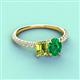 4 - Galina 7x5 mm Emerald Cut Peridot and 8x6 mm Oval Emerald 2 Stone Duo Ring 