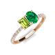 5 - Galina 7x5 mm Emerald Cut Peridot and 8x6 mm Oval Emerald 2 Stone Duo Ring 