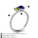 6 - Galina 7x5 mm Emerald Cut Peridot and 8x6 mm Oval Blue Sapphire 2 Stone Duo Ring 