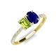 5 - Galina 7x5 mm Emerald Cut Peridot and 8x6 mm Oval Blue Sapphire 2 Stone Duo Ring 