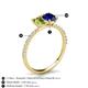 6 - Galina 7x5 mm Emerald Cut Peridot and 8x6 mm Oval Blue Sapphire 2 Stone Duo Ring 