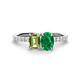 1 - Galina 7x5 mm Emerald Cut Peridot and 8x6 mm Oval Emerald 2 Stone Duo Ring 