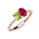 5 - Galina 7x5 mm Emerald Cut Peridot and 8x6 mm Oval Ruby 2 Stone Duo Ring 